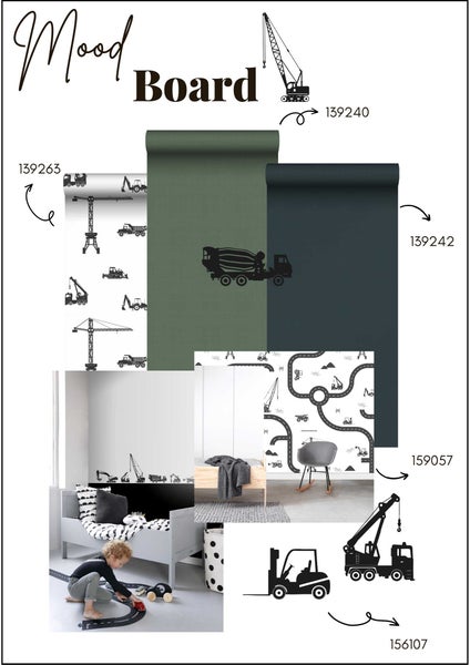 ESTAhome Wandtattoo Fahrzeuge Schwarz - 47,5 cm x 66 cm - 156107