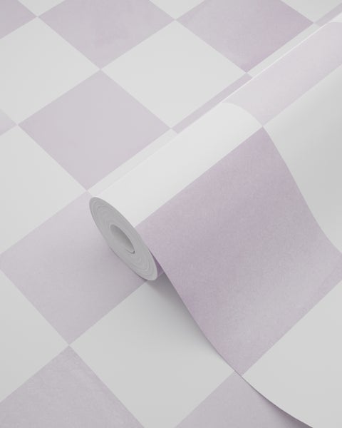 ESTAhome Tapete Karomuster Violett und Weiß - 53 cm x 10.05 m - 131287