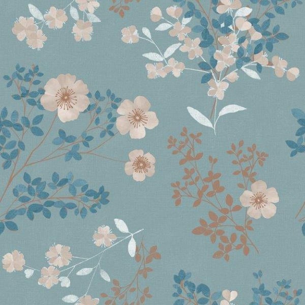 Borastapeter Tapete Blumen Graublau - 53 cm x 10.05 m - 660437