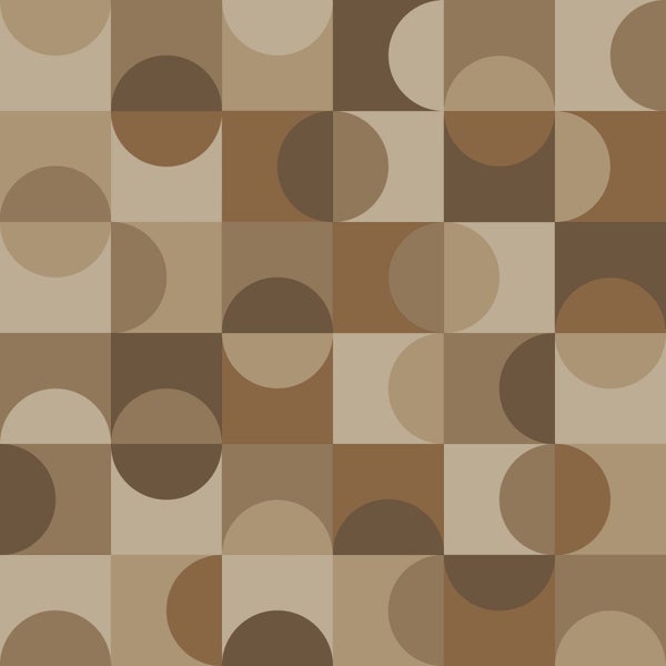ESTAhome Tapete Kreise im Bauhaus-Stil Beige und Braun - 50 x 900 cm - 131239