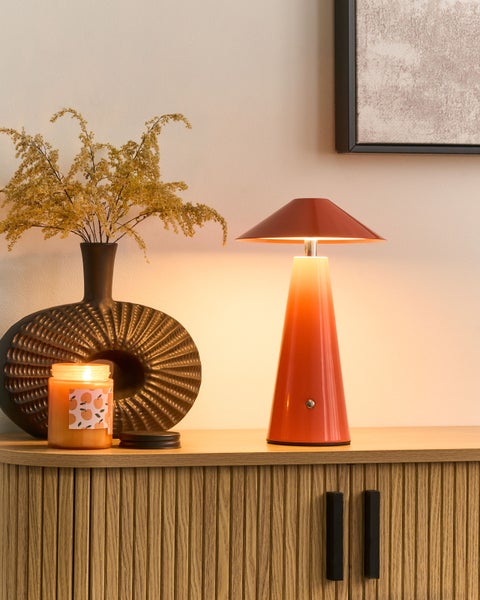 Kabellose LED Tischlampe APAYAO mit Dimmer Metall Rot