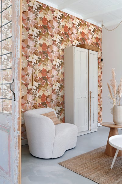 ESTAhome Tapete Blumen Terrakotta - 50 x 900 cm - 131265