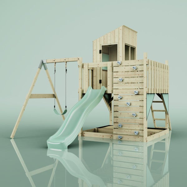 PolarPlay Spielturm Brita aus Holz in Grün,