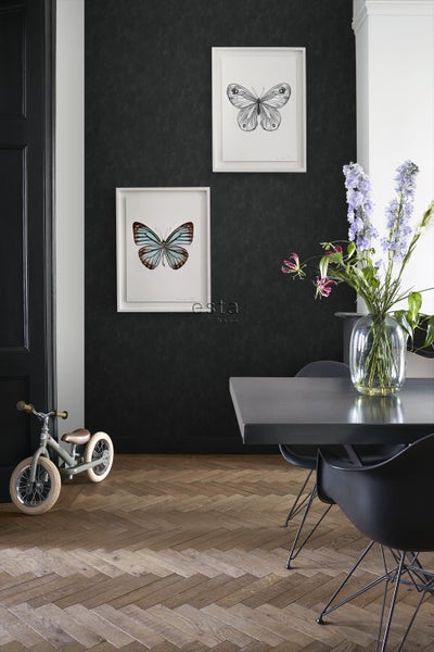 ESTAhome Tapete mit malerischem Effekt Schwarz - 53 cm x 10.05 m - 136408
