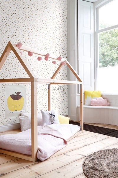 ESTAhome Tapete Terrazzo-Motiv Hellrosa, Dunkelorange und Beige - 53 cm x 10.05 m - 139198