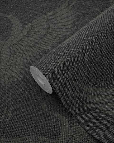 Origin Wallcoverings Tapete Kraniche Dunkelgrau - 53 cm x 10.05 m - 347760