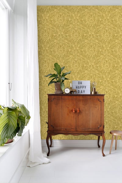 ESTAhome Tapete Ornamente Ockergelb - 50 x 900 cm - 131615