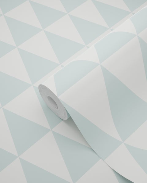 ESTAhome Tapete grafische, geometrische Dreiecke Pastell Mintgrün und Weiß - 53 cm x 10.05 m - 148669