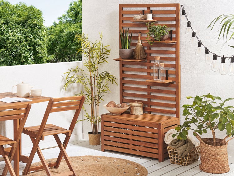 Gartenbank mit Wandpaneel MATINO Akazienholz 80 cm 40 cm Braun