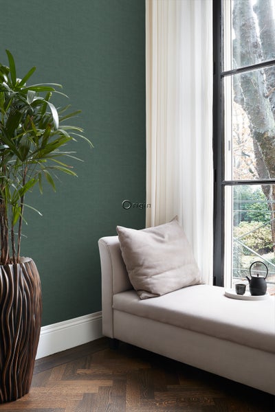 Origin Wallcoverings Tapete Leinen-Optik Moosgrün - 53 cm x 10.05 m - 347636