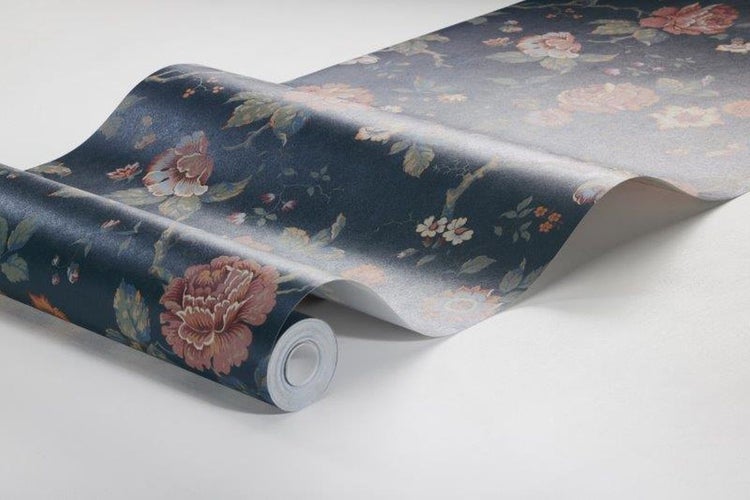Borastapeter Tapete Blumen Graublau - 49 cm x 10.05 m - 660581