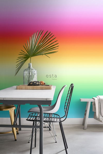 ESTAhome Fototapete Regenbogen-Muster Rosa, Rot und Orange - 100 x 279 cm - 156506