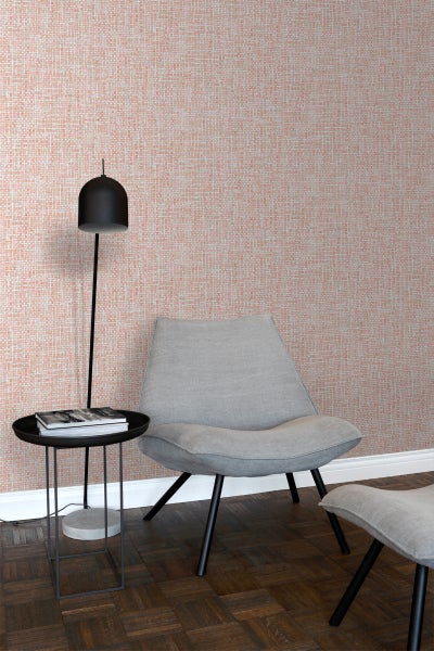 ESTAhome Tapete Leinen-Optik Pfirsichorange Rosa - 53 cm x 10.05 m - 148661