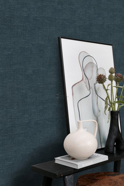 Origin Wallcoverings Tapete Leinen-Optik Dunkelblau - 53 cm x 10.05 m - 347863