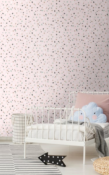 Walls4You Tapete Terrazzo-Motiv Rosa - 53 cm x 10.05 m - 935314