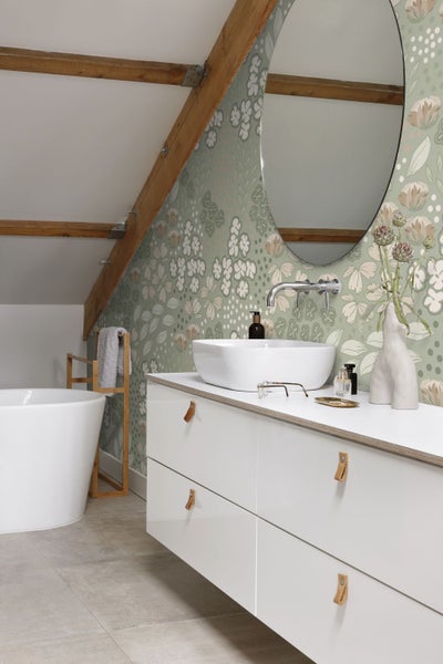 ESTAhome Fototapete Blumenmuster Mintgrün - 150 x 279 cm - 159212