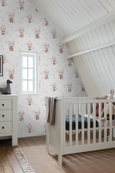 ESTAhome Tapete Luftballons Hellrosa und Beige - 50 x 900 cm - 131091