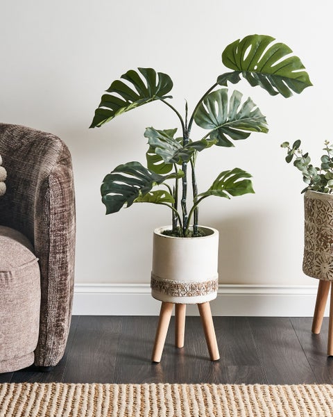 Blumentopf mit Beinen SKIATOS 22 cm Cremeweiß
