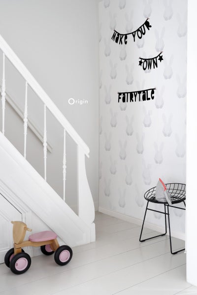 Origin Wallcoverings Tapete Origami Kaninchen Hellgrau - 53 cm x 10.05 m - 347491