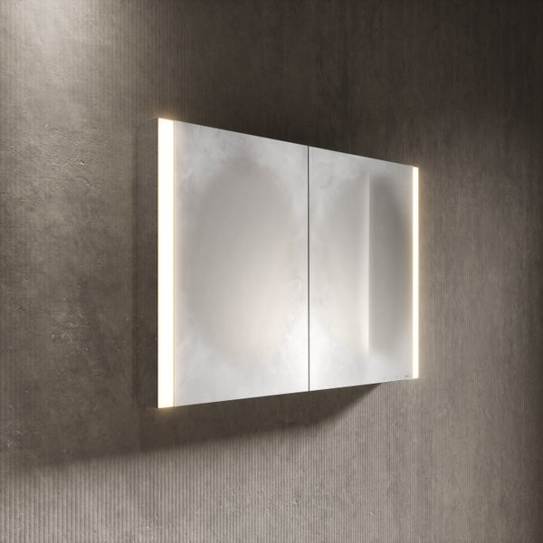 KEUCO Royal Mia Aufputz-LED-Spiegelschrank 100cm, 2 Türen, Spiegelheizung, Seiten verspiegelt
