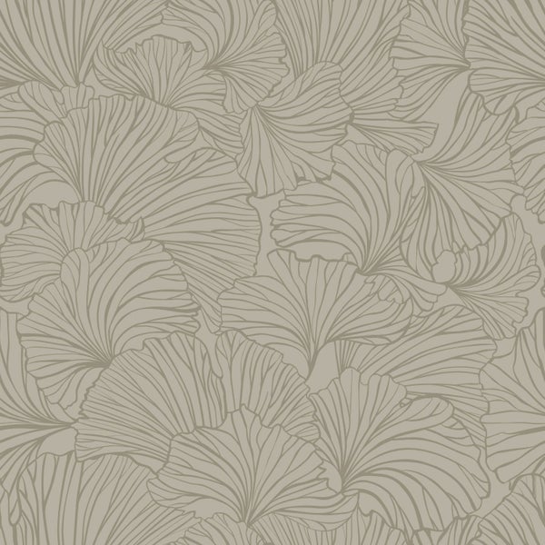 ESTAhome Tapete Ginkgoblätter Taupe - 53 cm x 10.05 m - 139615