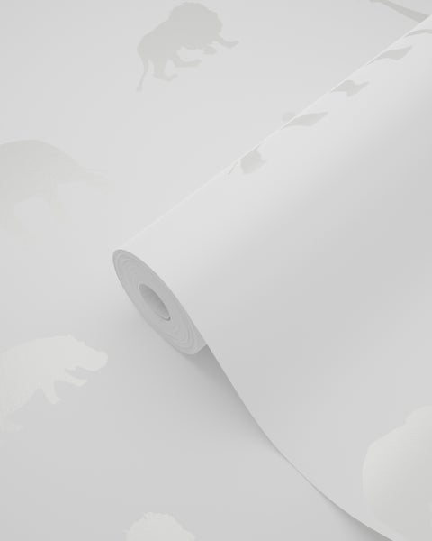 Origin Wallcoverings Tapete Tiere Weiß und Silber - 53 cm x 10.05 m - 347688