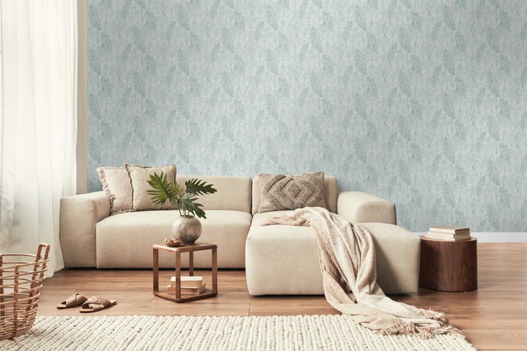 Walls4You Tapete Blätter Grün und Weiß - 53 cm x 10.05 m - 935309