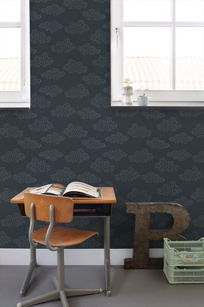 ESTAhome Tapete kleine Wolken Dunkelblau - 50 x 900 cm - 139980