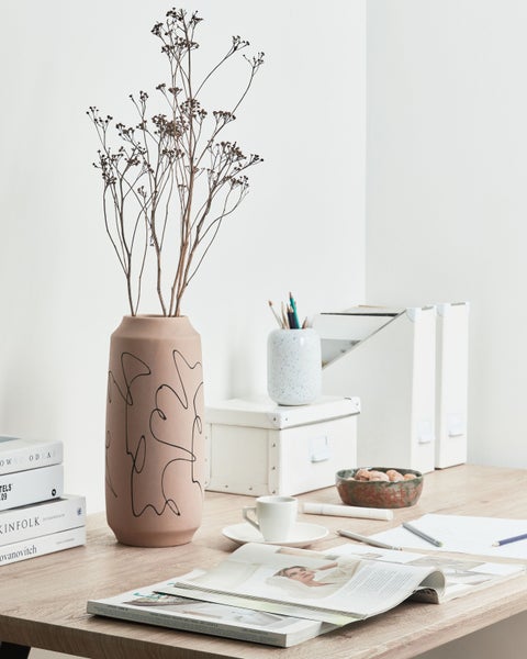 Blumenvase SUNFISH Steinzeug 33 cm Sandbeige