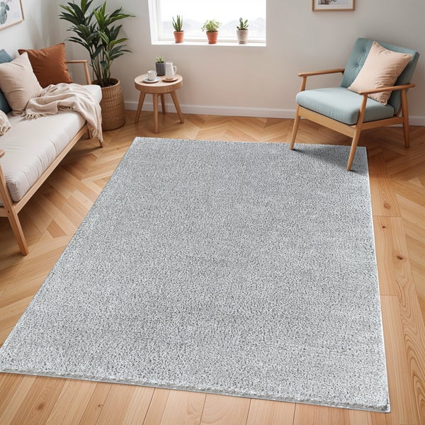 Hochfloriger Shaggy-Teppich Einfarbig Hellgrau 160x213 cm CLAIRE