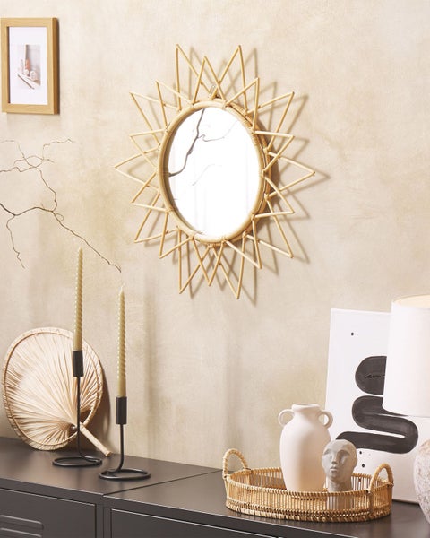 Wandspiegel AROEK 61 cm 61 cm Rattan Naturfarben