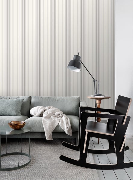 ESTAhome Tapete Streifen Grau und Beige - 53 cm x 10.05 m - 138805