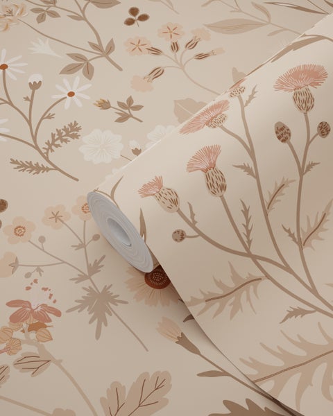 ESTAhome Tapete Feldblumen Sandbeige - 53 cm x 10.05 m - 139840