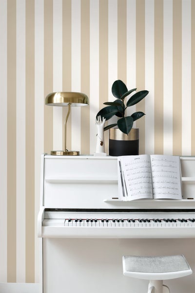 ESTAhome Tapete Streifen Weiß und Hellbeige - 53 cm x 10.05 m - 139913