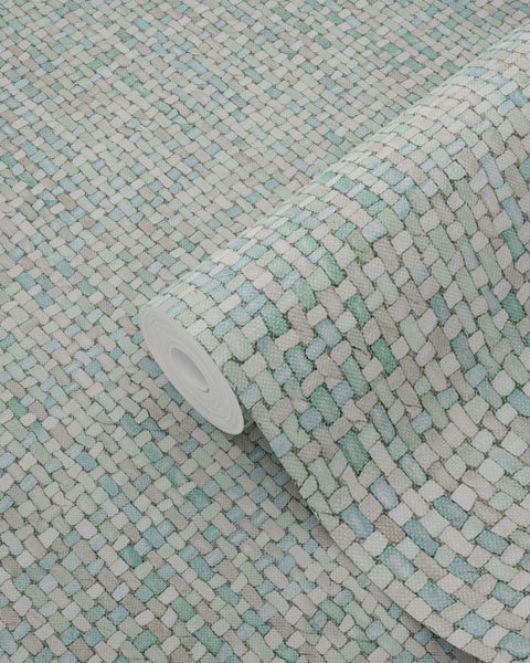 ESTAhome Tapete Leinen-Optik Pastell Mintgrün - 53 cm x 10.05 m - 148662