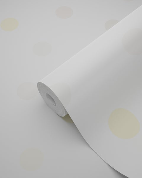 Origin Wallcoverings Tapete Punktmuster Pastellgelb, Hellgrau und Crème-Beige - 53 cm x 10.05 m - 347512