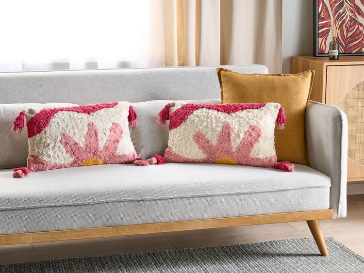 Dekokissen 2er Set ACTAEA Baumwolle 30 x 50 cm Rosa Blumenmuster