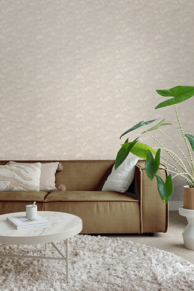 Borastapeter Tapete Ginkgoblätter Beige - 53 cm x 10.05 m - 660866