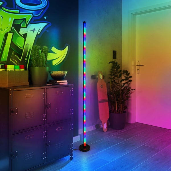 LED-Digital-Dekostehleuchte MOTION LIGHT 150 cm hoch, aus Metall und Kunststoff, bunt, LED Platine, Beleuchtung für Wohnzimmer, Esszimmer oder Büro