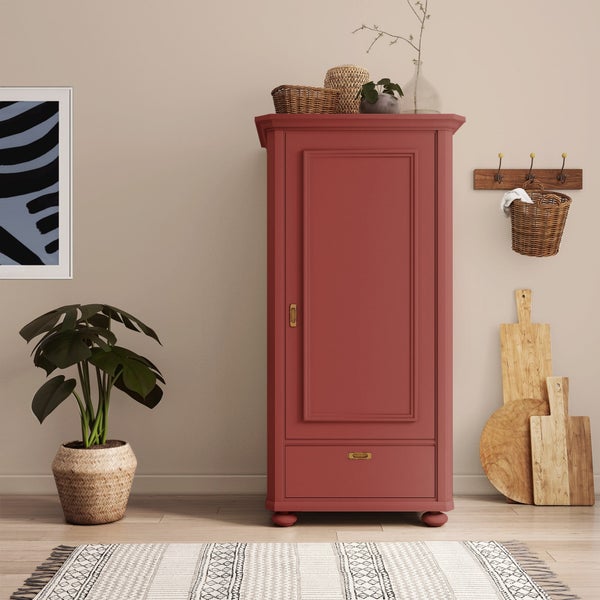 MissPompadour seidenmatte Holzfarbe - Rot mit Schweden - 1 L, Möbelfarbe ohne Schleifen - Farbe für Holz, Metall, Kunststoff - Holzlack, Möbellack schnelltrocknend mit hoher Deckkraft