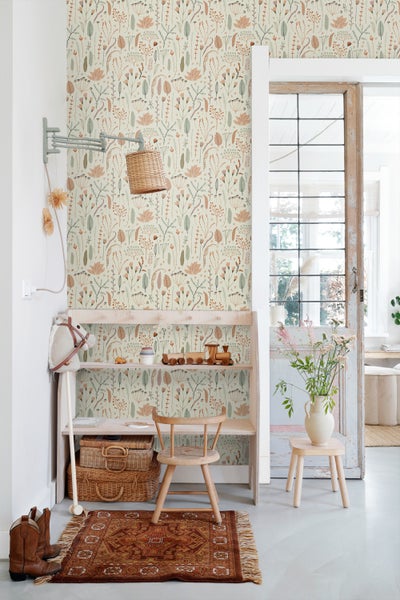 ESTAhome Tapete Feldblumen Graublau - 50 x 900 cm - 131164