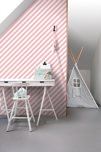 ESTAhome Tapete Streifen Rosa und Weiß - 50 x 900 cm - 139953