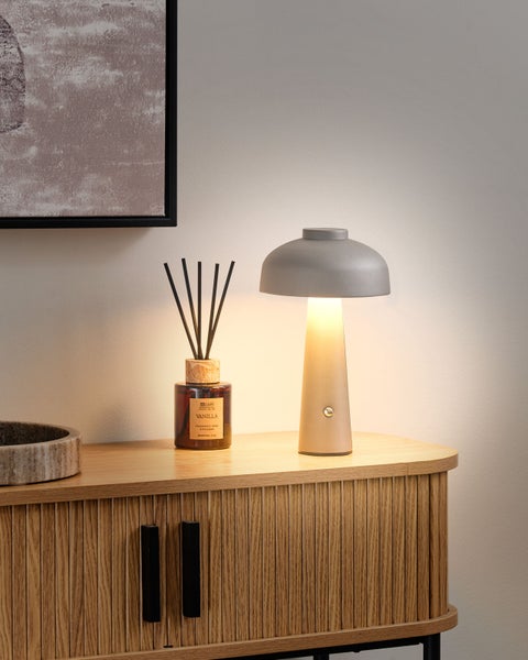 Kabellose LED Tischlampe AGUSAN mit Dimmer Metall Grau