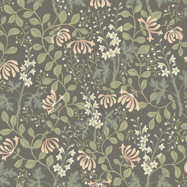 Borastapeter Tapete Blumen Braun und Grün - 53 cm x 10.05 m - 662683