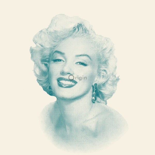 Origin Wallcoverings Tapete Marilyn Monroe Weiß und Türkis - 53 cm x 10.05 m - 326349