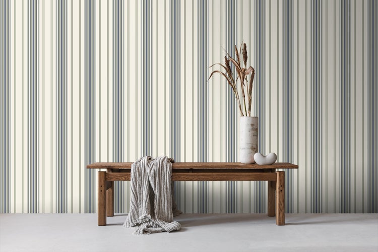 Sanders und Sanders Tapete Streifenmuster Beige und Blau - 50 x 900 cm - 935389