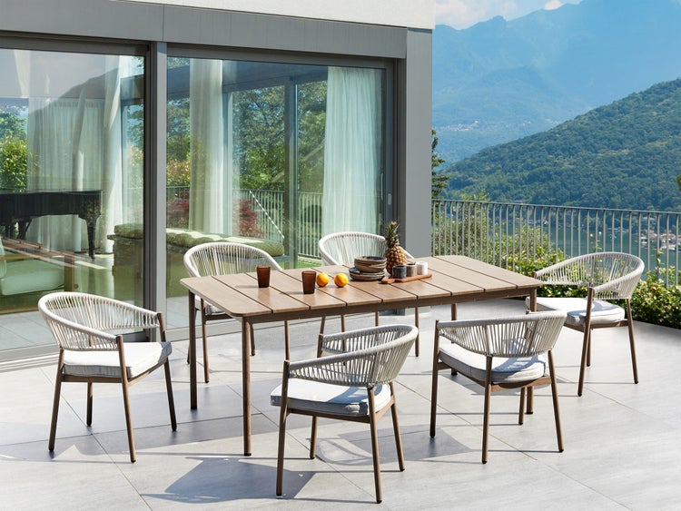 Gartenmöbel Set 6-Sitzer FLAVIA inkl. Kissen Metall Taupe