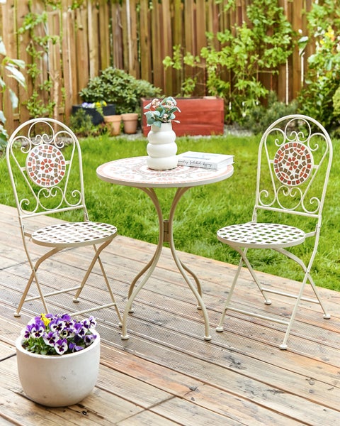Gartenstuhl 2er Set SPELLO Metall Weiß