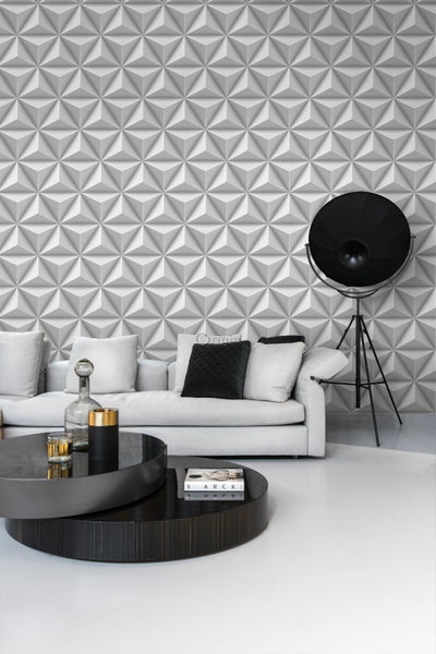 Origin Wallcoverings Tapete 3D-Muster Hellgrau - 53 cm x 10.05 m - 347815