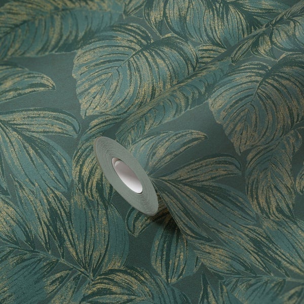 Tapete mit Blattmuster und Rolle
